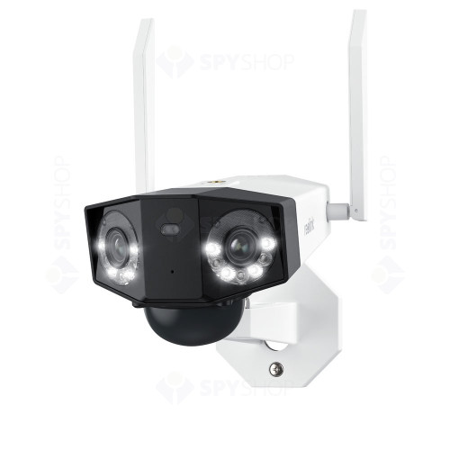 Camera supraveghere wireless GSM 4G Reolink Duo 2 LTE G750, 8 MP, unghi vizual 180 grade, slot card, lumina alba/IR 30 m, 10.400 mAh, detectie oameni/vehicule, microfon, difuzor, PIR