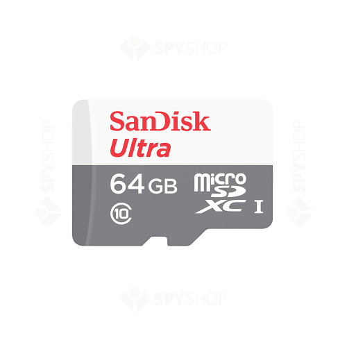 Card de memorie SanDisk MicroSDHC 64GB, 100MB/s, recomandat pentru supraveghere IP