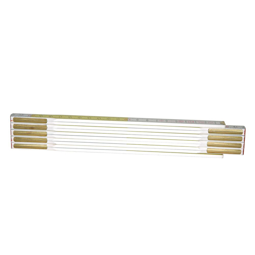 Stanley 0-35-458, metru de tamplarie din lemn 2m, finisaj alb/galben, gradare in negru, certificat CE si FSC, 2m x 15mm, blister