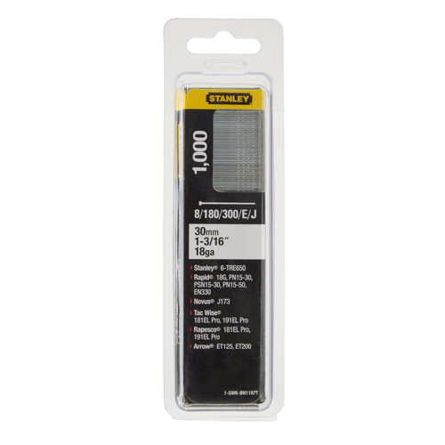 Stanley 1-SWKBN1187T, Cuie din otel galvanizat, 30mm, 1000 buc tip E/J/8/180/300, blister