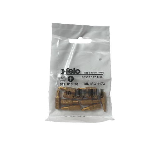 Set 10 biti Felo, seria TiN Plus profil Pozidrive, C6.3, PZ1, 25mm