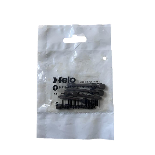 Set 5 biti Felo, seria Impact profil Pozidrive, E6.3, PZ2, 50mm