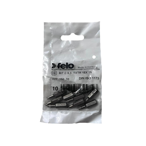 Set 10 biti Felo, seria Industrial profil Torx TR, C6.3, TTX15, 25mm