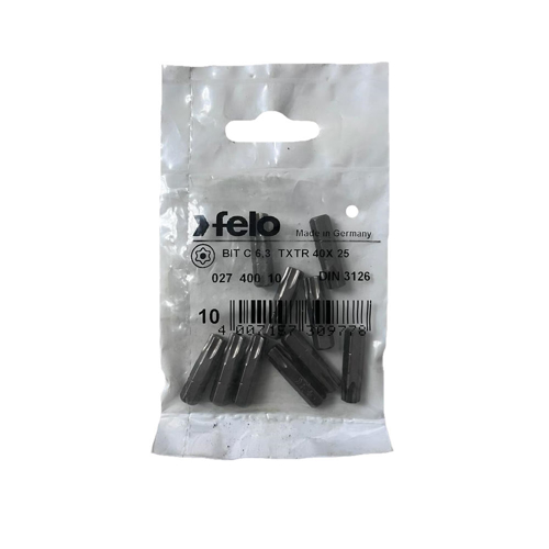 Set 10 biti Felo, seria Industrial profil Torx TR, C6.3, TTX40, 25mm