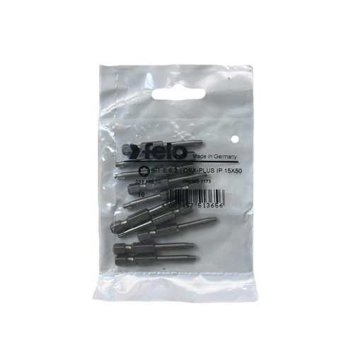 Set 10 biti Felo, seria Industrial profil Torx Plus, E6.3, IP15, 50mm