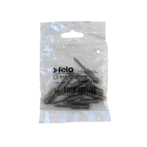 Set 10 biti Felo, seria Industrial profil Torx, E6.3, TX6, 50mm