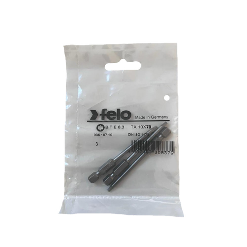 Set 3 biti Felo, seria Industrial profil Torx, E6.3, TX10, 70mm