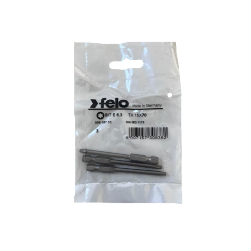 Set 3 biti Felo, seria Industrial profil Torx, E6.3, TX15, 70mm