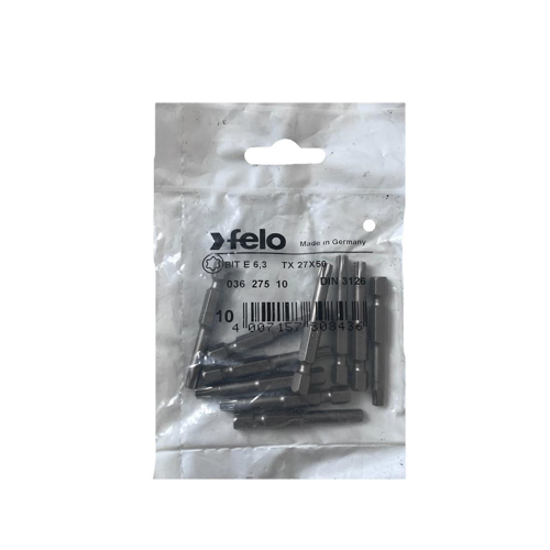 Set 10 biti Felo, seria Industrial profil Torx, E6.3, TX27, 50mm