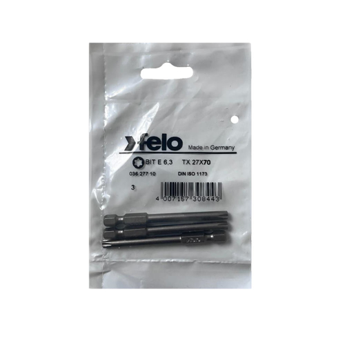 Set 3 biti Felo, seria Industrial profil Torx, E6.3, TX27, 70mm