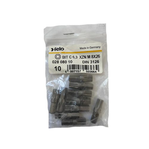 Set 10 biti Felo, seria Industrial profil XZN, C6.3, M8, 25mm
