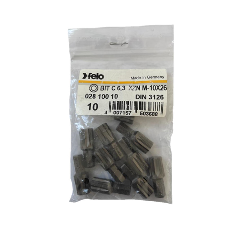 Set 10 biti Felo, seria Industrial profil XZN, C6.3, M10, 25mm