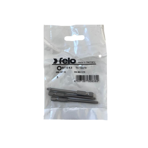 Set 3 biti Felo, seria Industrial profil Torx, E6.3, TX15, 73mm