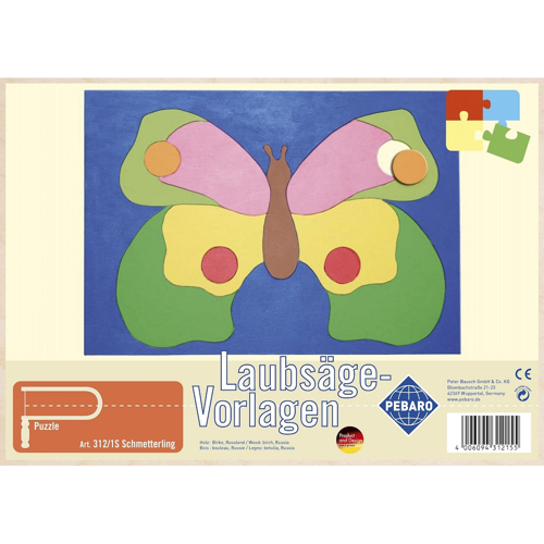 Pebaro 312/1S, Sablon din lemn, fluture, pentru traforaj, dimensiunea A4