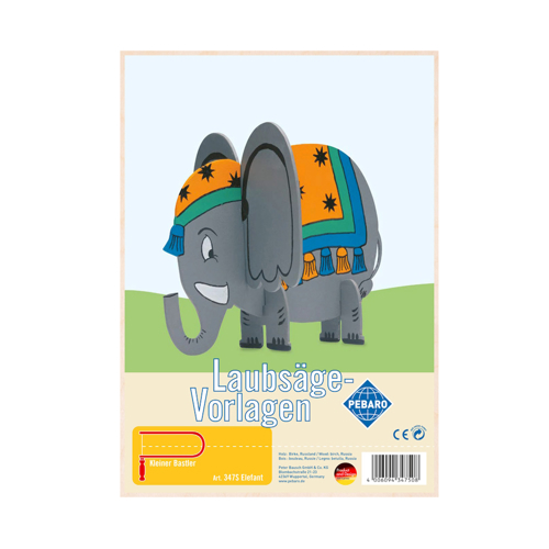 Pebaro 347S, Sablon din lemn, elefant, pentru traforaj, dimensiunea A4
