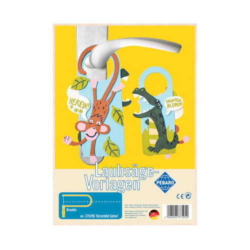 Pebaro 375/9S, Sablon din lemn, semn de usa safari, pentru traforaj, dimensiunea A4