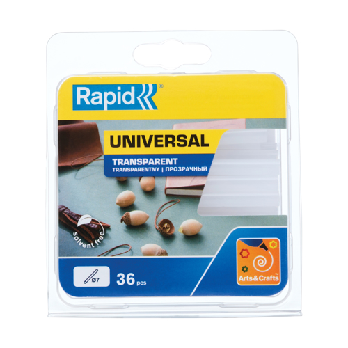 Rapid 40107948, set 36 batoane de adeziv, universale, transparente, 7 x 90 mm