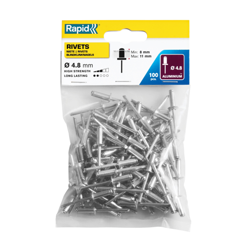 Rapid 5000381, set 100 de nituri de 8-11 mm, Ø4.8 x 14mm