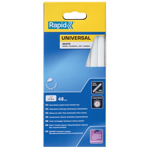 Rapid 5001412, Set 48 batoane de adeziv, universale, albe, 12 x 190 mm