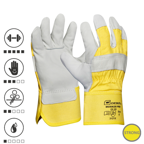 Gebol 709208, Manusi de protectie Worker Pro, din piele de vaca, uz profesional, marimea 9/L