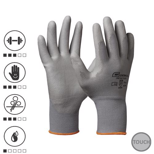 Gebol 709244G, Manusi de protectie Micro Flex, din poliester, acoperire din poliuretan, uz profesional, marimea 10/XL
