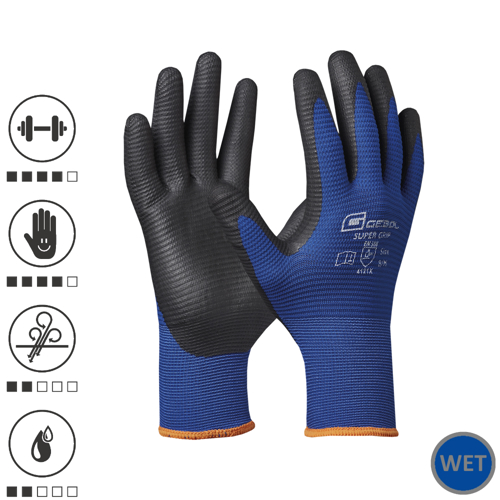 Gebol 709286, Manusi de protectie Super Grip, din nilon, acoperire din nitril, uz profesional, marimea 10/XL