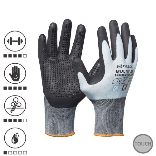 Gebol 709377_T, Manusi de protectie Multi Flex Cool and Touch, din nylon si spandex, acoperire din spuma de nitril, uz profesional, marimea 9/L