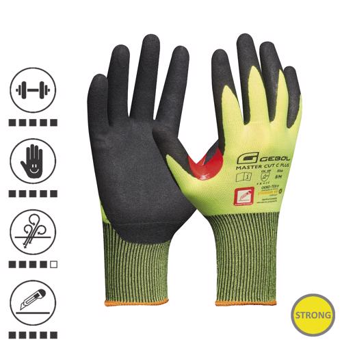 Gebol 709822, Manusi de protectie Master Cut C Plus, protectie impotriva taierii, acoperire cu spuma de nitril, finisaj nisipos, uz profesional, marimea 10/XL