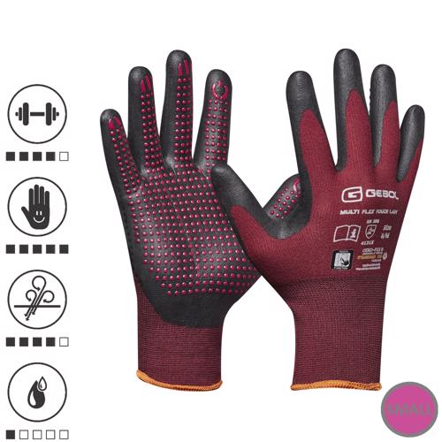 Gebol 709975_T, Manusi de protectie Multi Flex Touch Lady, din nylon, acoperire din spuma de nitril, uz profesional, marimea 7/S