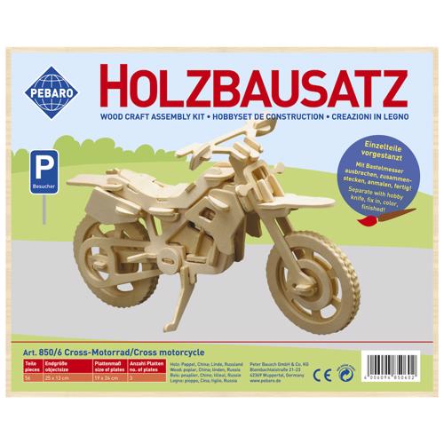 Pebaro 850/6, Kit constructie din lemn, motocicleta Off-Road, 56 piese