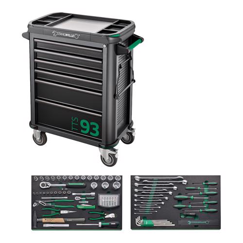 Stahlwille 98830177, Carucior pentru atelier 93/130, 6 sertare cu glisiere, blocare centrala si 130 unelte