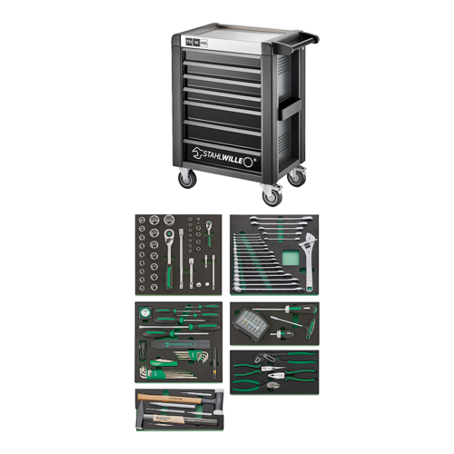 Stahlwille 98830192, Carucior pentru atelier 95/157QR, 7 sertare cu glisiere, inchidere centralizata, 157 unelte, capacitate 750kg