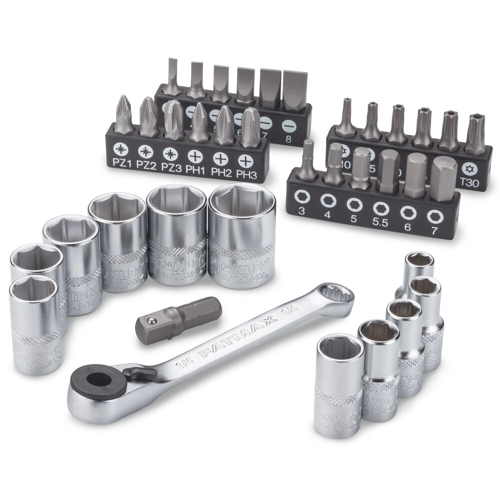 Stanley FMMT19101-0, trusa 37 piese Fatmax, chei tubulare si biti 1/4, clichet 60 de dinti, compatibilitate Pro-Stack