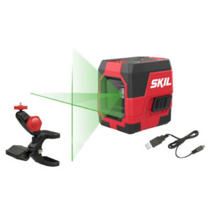 SKIL 1912 AA Nivela laser cu linie în cruce, lumina verde, raza actiune 20m, prindere trepied 1/4, Accu Li-Ion, include incarcator micro USB si clema de prindere