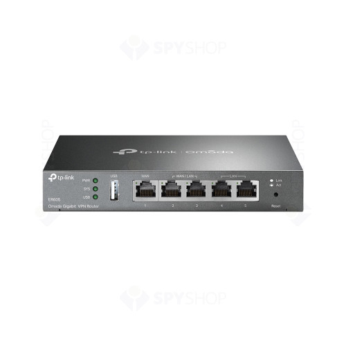 Router Gigabit TP-Link Omada ER605 V2, VPN, 10/100/1000Mbps, 3 porturi LAN, 2 porturi WAN , 940 Mbps
