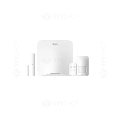 Sistem alarma wireless Hikvision HiLook ALARM-A201PS-Kit2-16WE/B-EU, 16 zone, WiFi/4G LTE, 868 MHz, PIR, plug and play